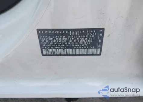 2019 Volkswagen Jetta 1.4T R-Line/1.4T S/1.4T Se z USA, uszkodzony, nr VIN 3VWC57BU4KM082366